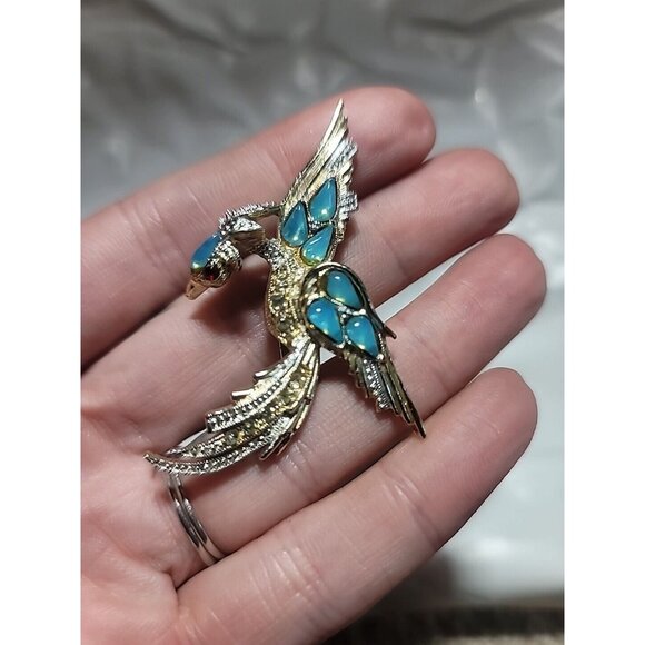Authentic Vintage Marcel Boucher Phoenix Bird of Paradise Embedded Opal Brooch - Picture 1 of 14